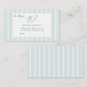 Minimal Dusty Blue Elephant Sketch Diaper Raffle Informatiekaartje (Voorkant / Achterkant)