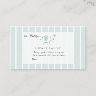 Minimal Dusty Blue Elephant Sketch Diaper Raffle Informatiekaartje