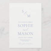 Minimal Dusty Blue Floral Wreath Wedding Kaart (Voorkant)