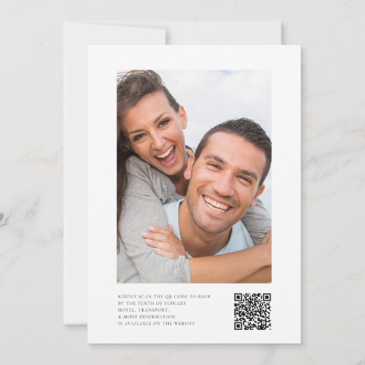 Minimal Dusty Blue Formele qr code bruiloft websit Kaart (Achterkant)