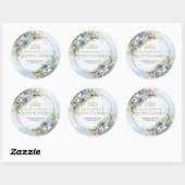Minimal Dusty Blue Gold Greenery 15th Birthday  Ronde Sticker (Vel)