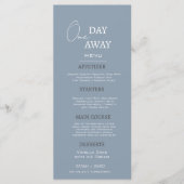 Minimal Dusty Blue op een dag weg repetitie diner Menu (Voorkant)