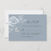 Minimal Dusty Blue Roos Wedding RSVP (Voorkant)