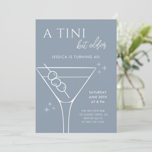 Minimal Dusty Blue Tini Bit Ouder 40ste Verjaardag Kaart (Staand voorkant)