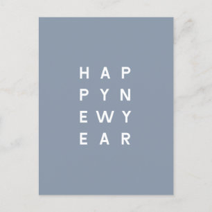 Minimal Dusty Blue Typography Foto Nieuwjaar Feestdagenkaart