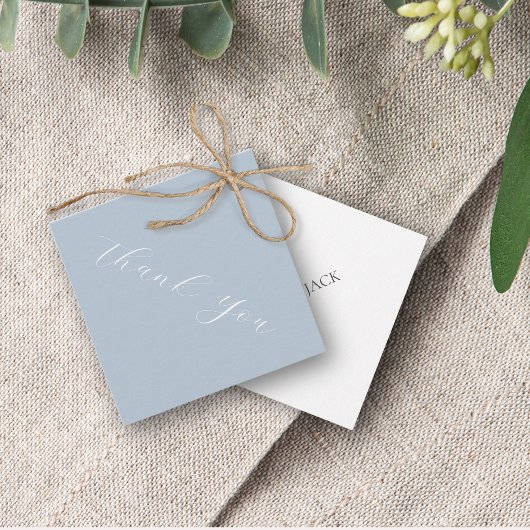 Minimal Dusty Blue Wedding Dank u Bedankjes Labels