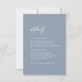 Minimal Dusty Blue Wedding Details Behuizing Kaart (Voorkant)
