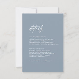 Minimal Dusty Blue Wedding Details Behuizing Kaart