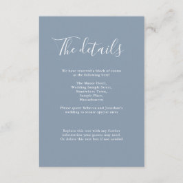 Minimal Dusty Blue Wedding Details Informatiekaartje