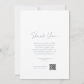 Minimal Dusty Blue Wedding Menu & Thank You Card Kaart (Achterkant)