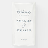 Minimal Dusty Blue Wedding Welcome Sign Spandoek (Verticaal)