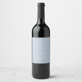 Minimal Dusty Blue Wedding Wine Label Wijn Etiket (Voorkant)