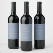 Minimal Dusty Blue Wedding Wine Label Wijn Etiket (Flessen)