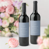 Minimal Dusty Blue Wedding Wine Label  Wijn Etiket