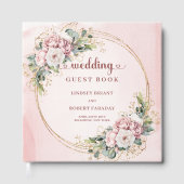 Minimal Dusty Pink Floral Greenery Wedding Guest   Gastenboek (Voorkant)