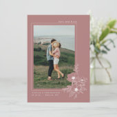 Minimal Dusty Roos Anemone Art Floral Wedding Save The Date (Staand voorkant)