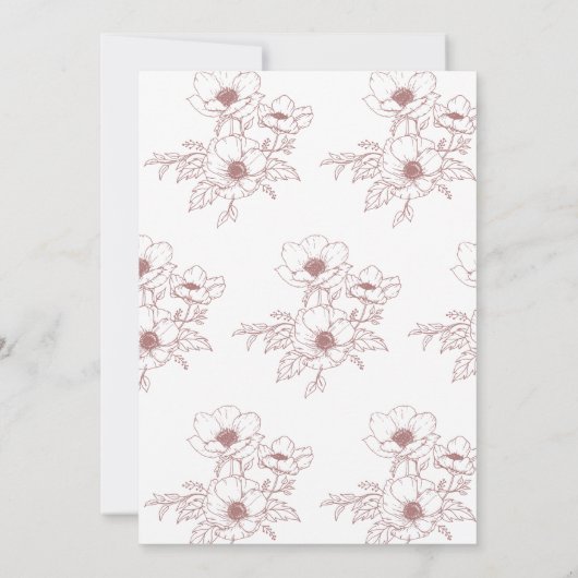 Minimal Dusty Roos Anemone Art Floral Wedding Save The Date (Achterkant)