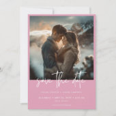 Minimal Dusty Roos Roze Moderne foto bruiloft Save The Date (Voorkant)