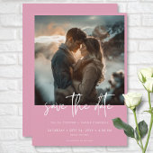 Minimal Dusty Roos Roze Moderne foto bruiloft Save The Date