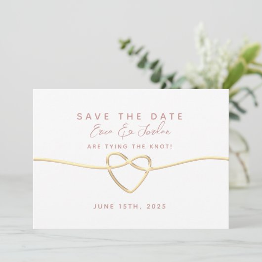 Minimal Dusty Roos Wedding Save The Date (Staand voorkant)