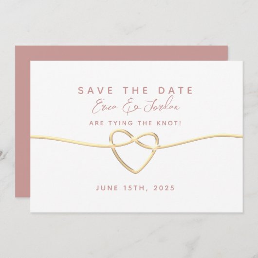 Minimal Dusty Roos Wedding Save The Date (Voorkant / Achterkant)