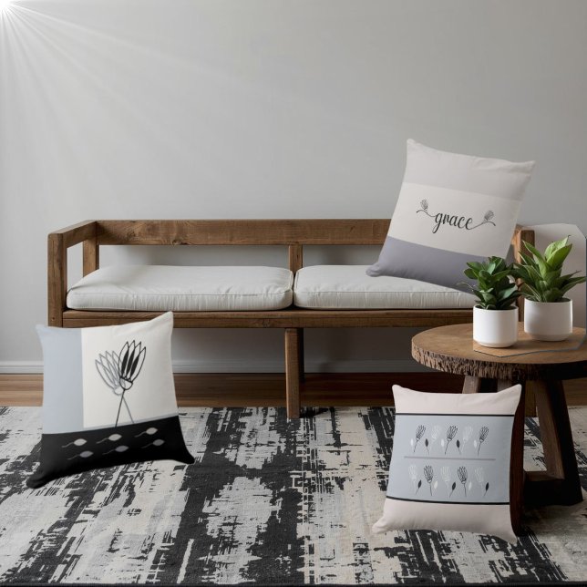 Minimal Earth Tones Rustiek Bloemen Sierkussen (Creator heeft geüpload)