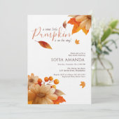 Minimal Een beetje pompoen herfstbladeren Baby sho Kaart (Staand voorkant)