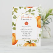 Minimal Een beetje pompoen herfstbladeren Baby sho Kaart (Staand voorkant)