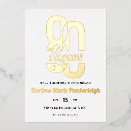 Minimal Eighty & Elegant 80th Birthday Gold Folie Uitnodiging