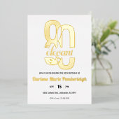 Minimal Eighty & Elegant 80th Birthday Gold Folie Uitnodiging (Staand Voorkant)