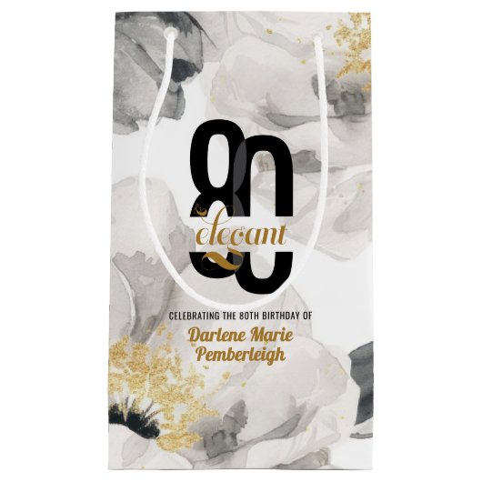 Minimal Eighty & Elegant Black Gold 80e verjaardag Klein Cadeauzakje (Voorkant)