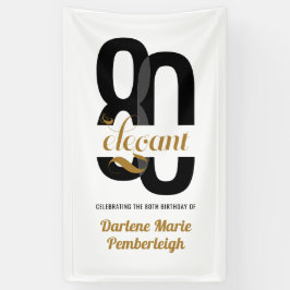 Minimal Eighty & Elegant Black Gold 80e verjaardag Spandoek