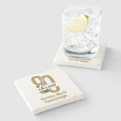 Minimal Eighty & Elegant Gold Black 80e verjaardag Stenen Onderzetter (Zijkant)