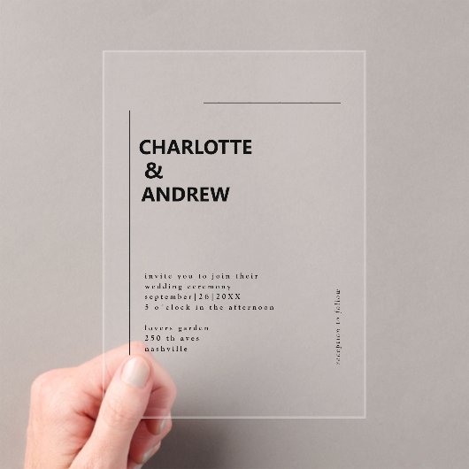 Minimal, Einladung Acryl Uitnodigingen (Insitu (Draagbaar))