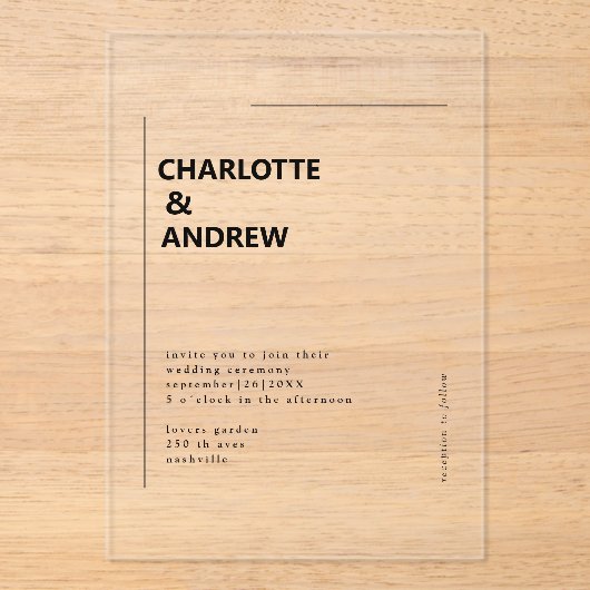 Minimal, Einladung Acryl Uitnodigingen (Voorkant)