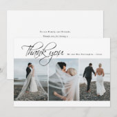 Minimal Elegant 3 foto bruiloft bedankkaart (Voorkant / Achterkant)