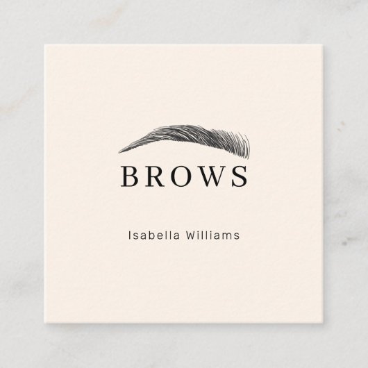 Minimal elegant Augenbrauen Visitenkarte Vierkante Visitekaartje (Voorkant)