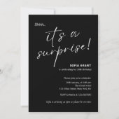 Minimal Elegant Black Surprise Party Invitation Kaart (Voorkant)