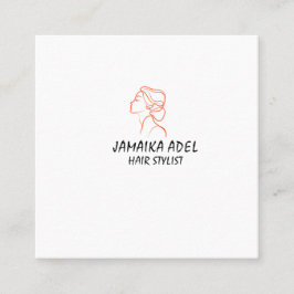 Minimal Elegant Black White Bobby Hair Stylish Vierkante Visitekaartje