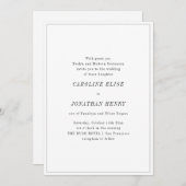 Minimal Elegant Black White Serif Classic Wedding Kaart (Voorkant / Achterkant)