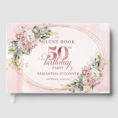 Minimal Elegant Blush 50th Birthday Guest Book Gastenboek (Voorkant)