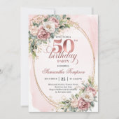 Minimal Elegant Blush 50th Birthday Invitation Kaart (Voorkant)