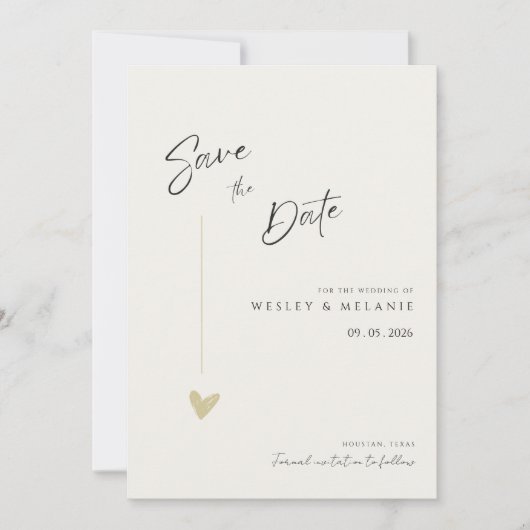 Minimal Elegant Calligraphy Typo Wedding  Save The Date (Voorkant)