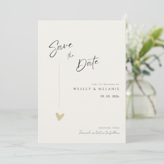 Minimal Elegant Calligraphy Typo Wedding  Save The Date (Staand voorkant)