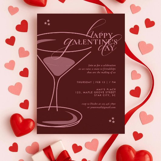Minimal Elegant Chic Typography Maroon Galentines Kaart