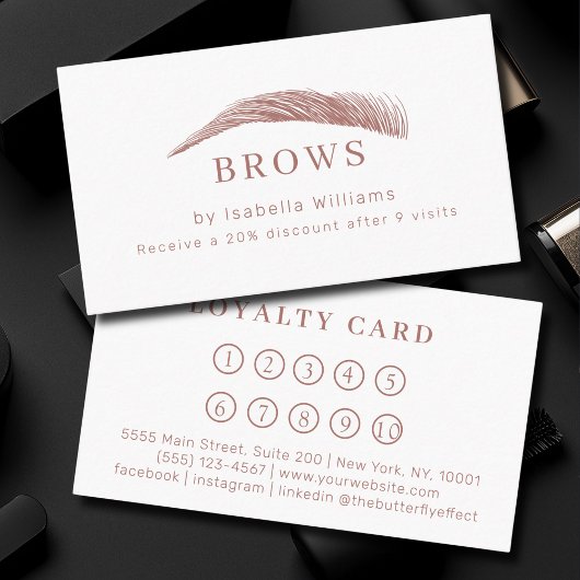 Minimal Elegant Eyebrow Salon Loyalty Visitekaartje