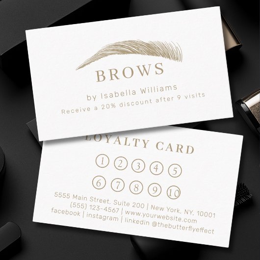Minimal Elegant Eyebrow Salon Loyalty Visitekaartje
