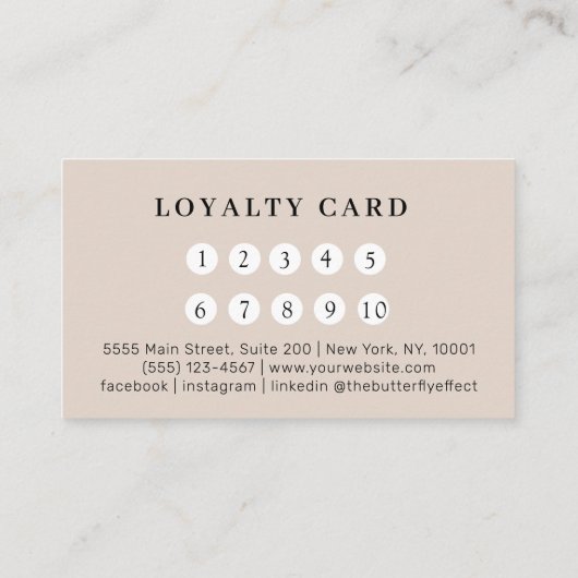 Minimal Elegant Eyebrow Salon Loyalty Visitekaartje (Achterkant)