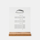 Minimal Elegant Eyebrow Salon Pricelist Acryl Bord (Voorkant)