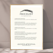 Minimal Elegant Eyebrow Salon Pricelist Poster